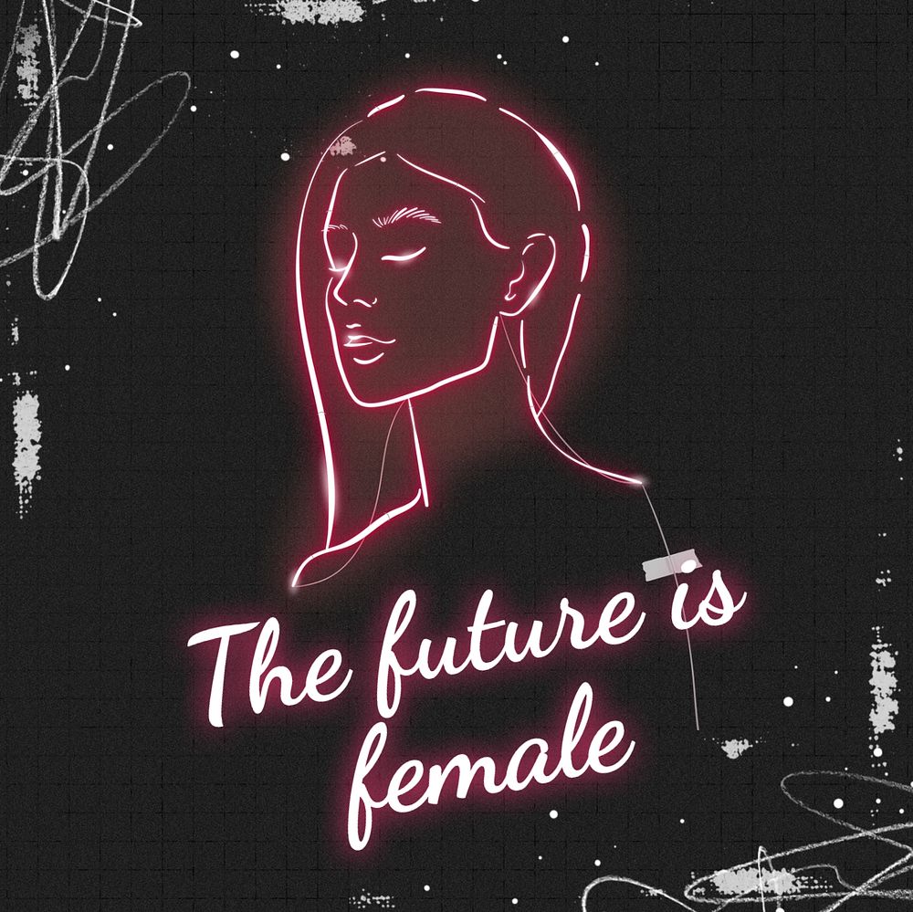 Future is female Instagram post template, editable text