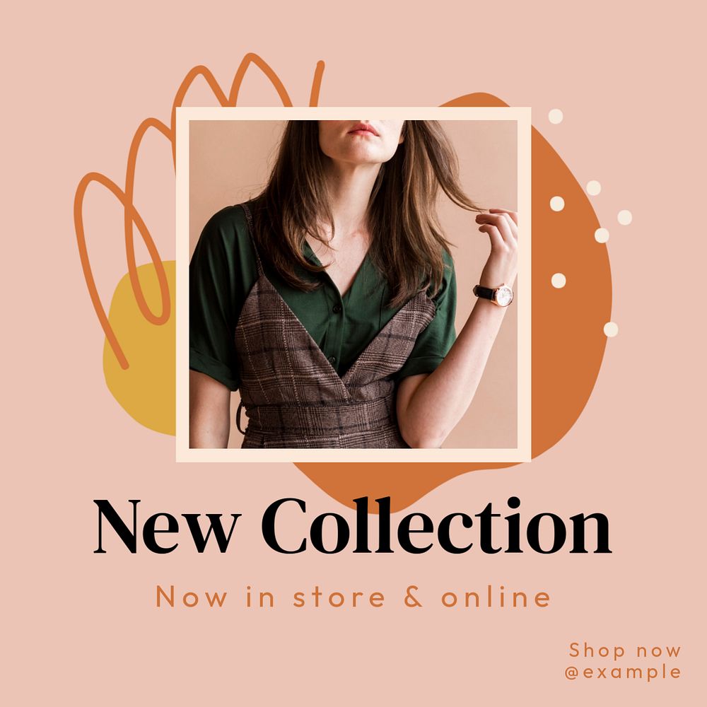 New collection Instagram post template, editable text