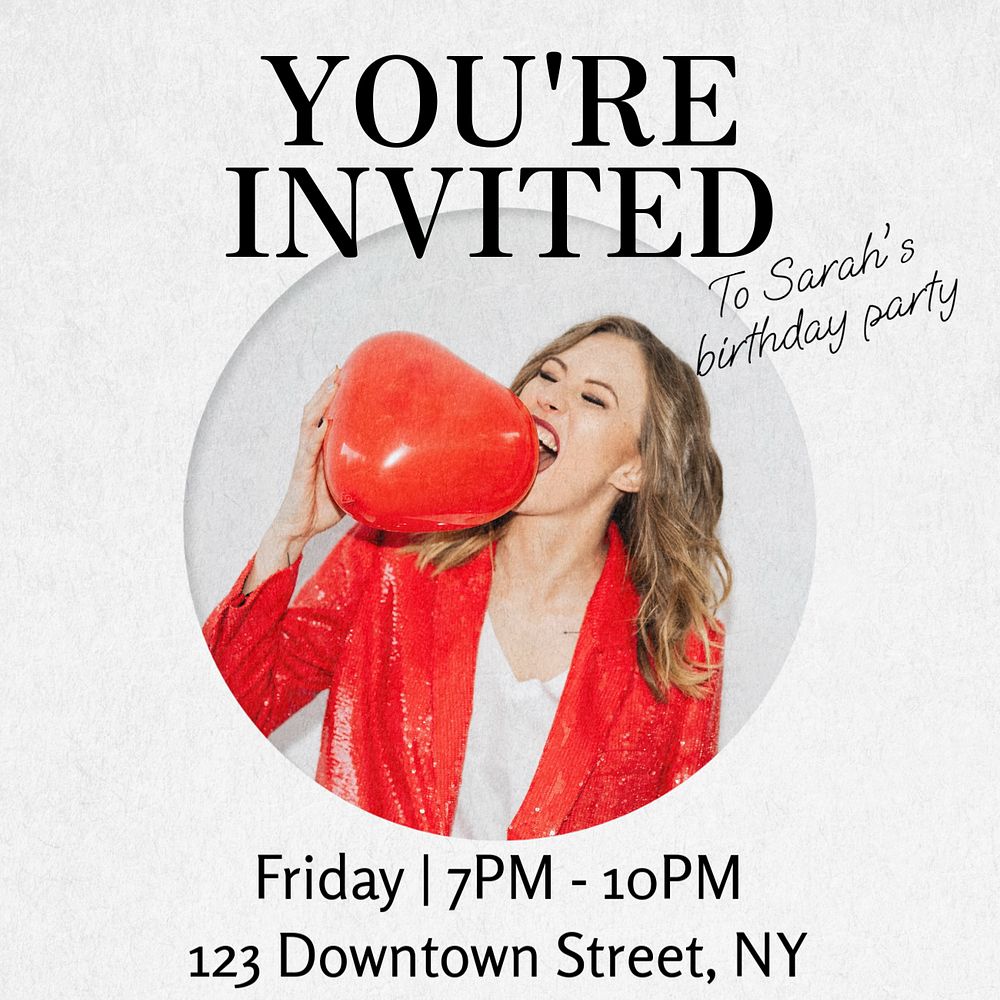 Birthday party Instagram post template, editable text