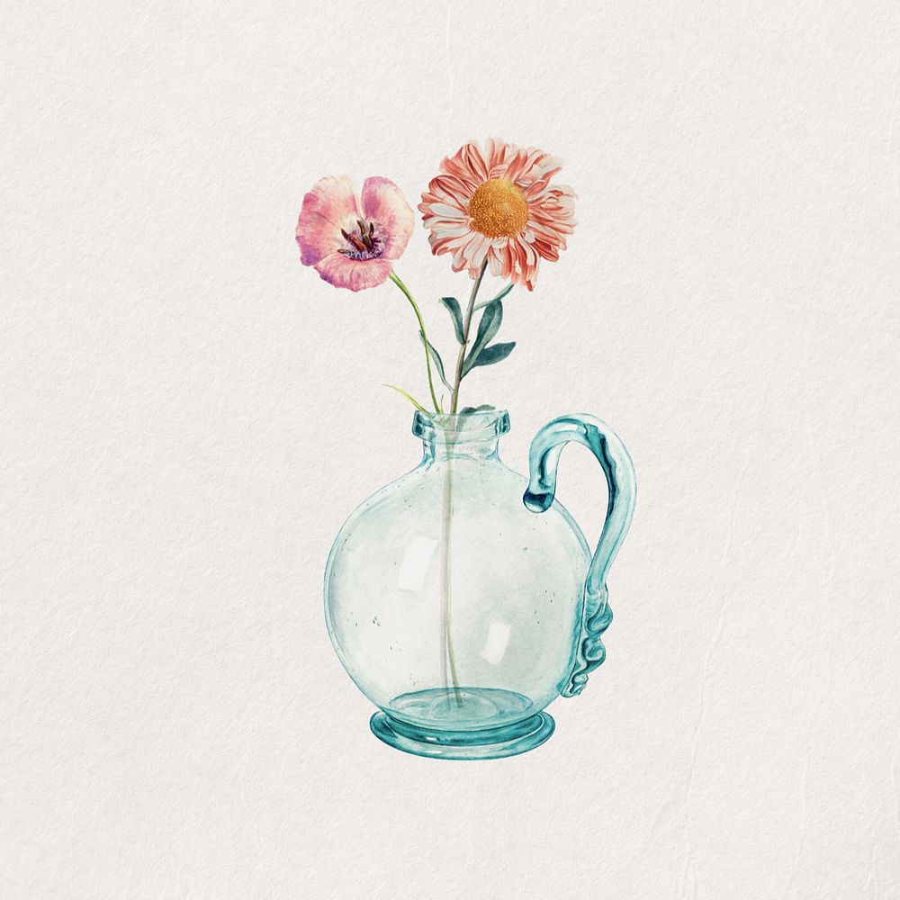 Watercolor flower vase, editable remix design