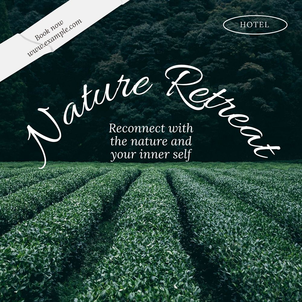 Nature retreat Instagram post template, editable text
