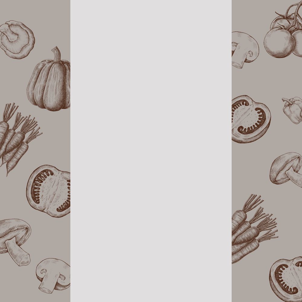 Gray autumn vegetable vintage frame, editable design