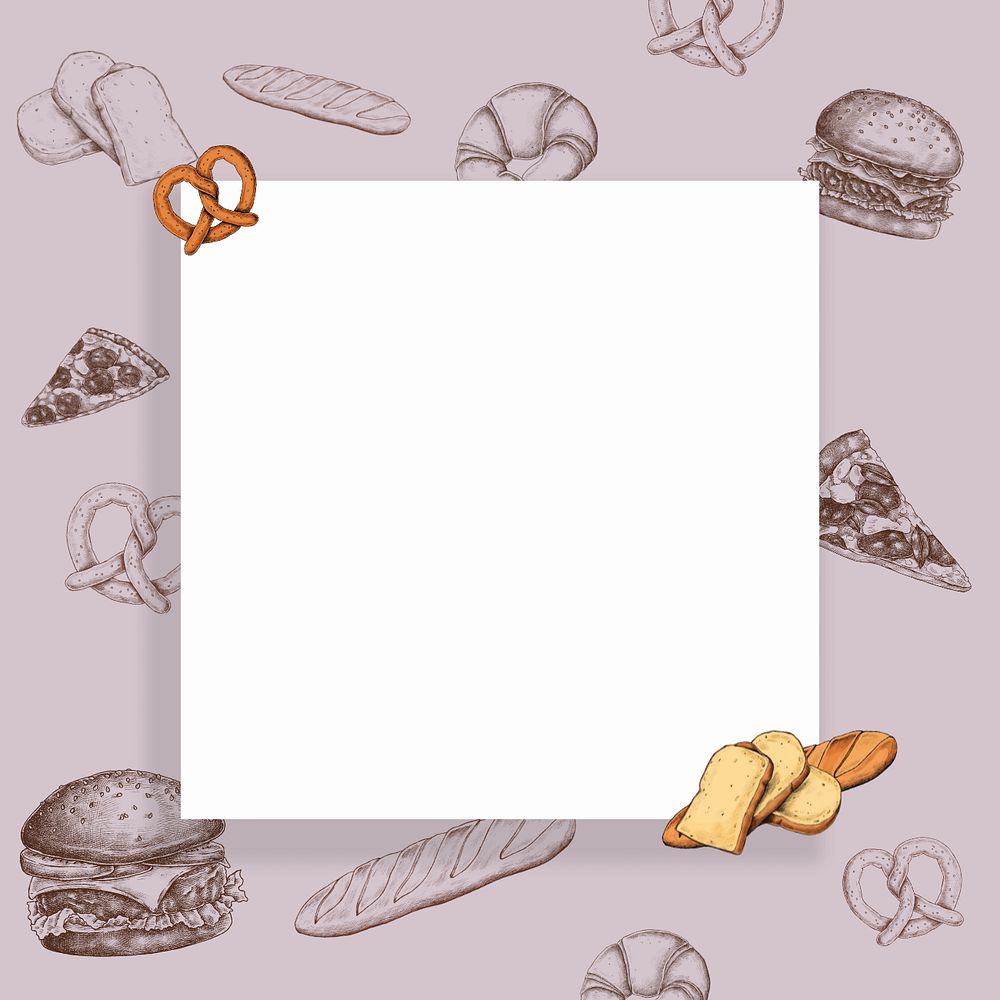 Square space on food illustration, editable design