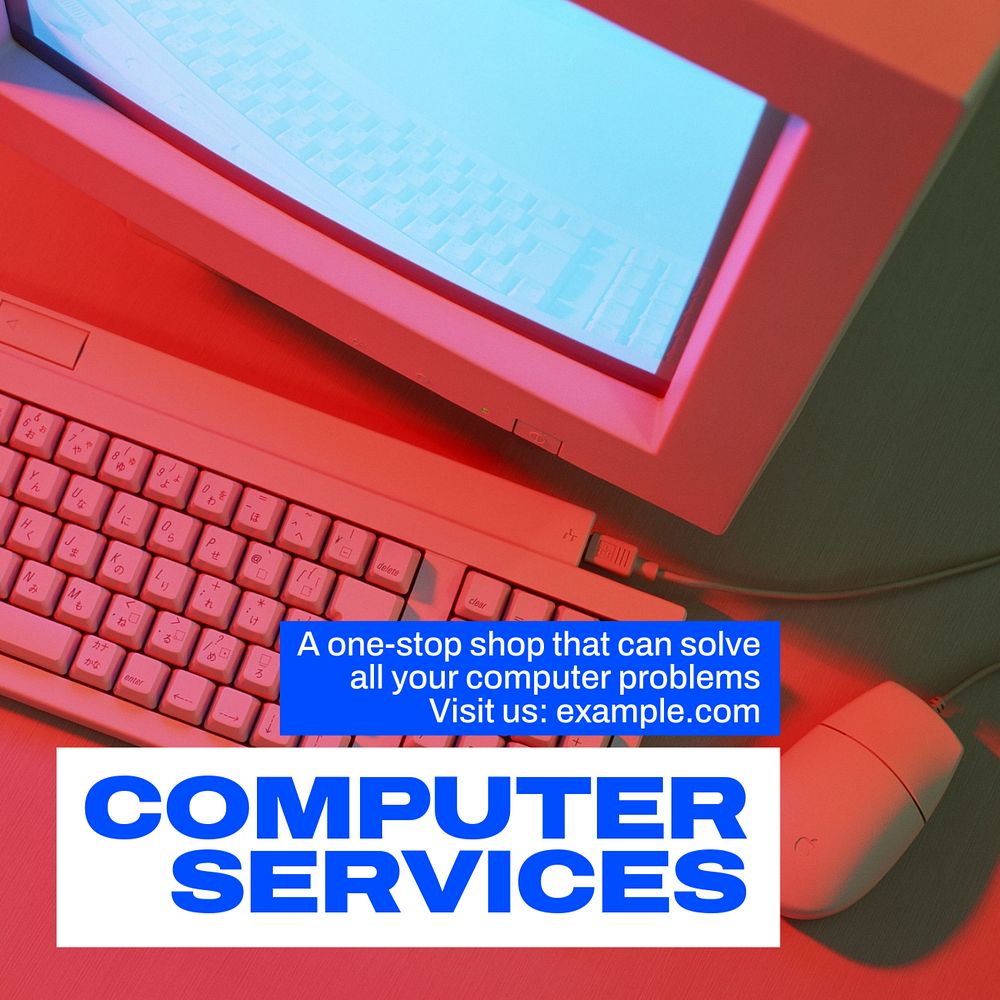 Computer services Instagram post template, editable text