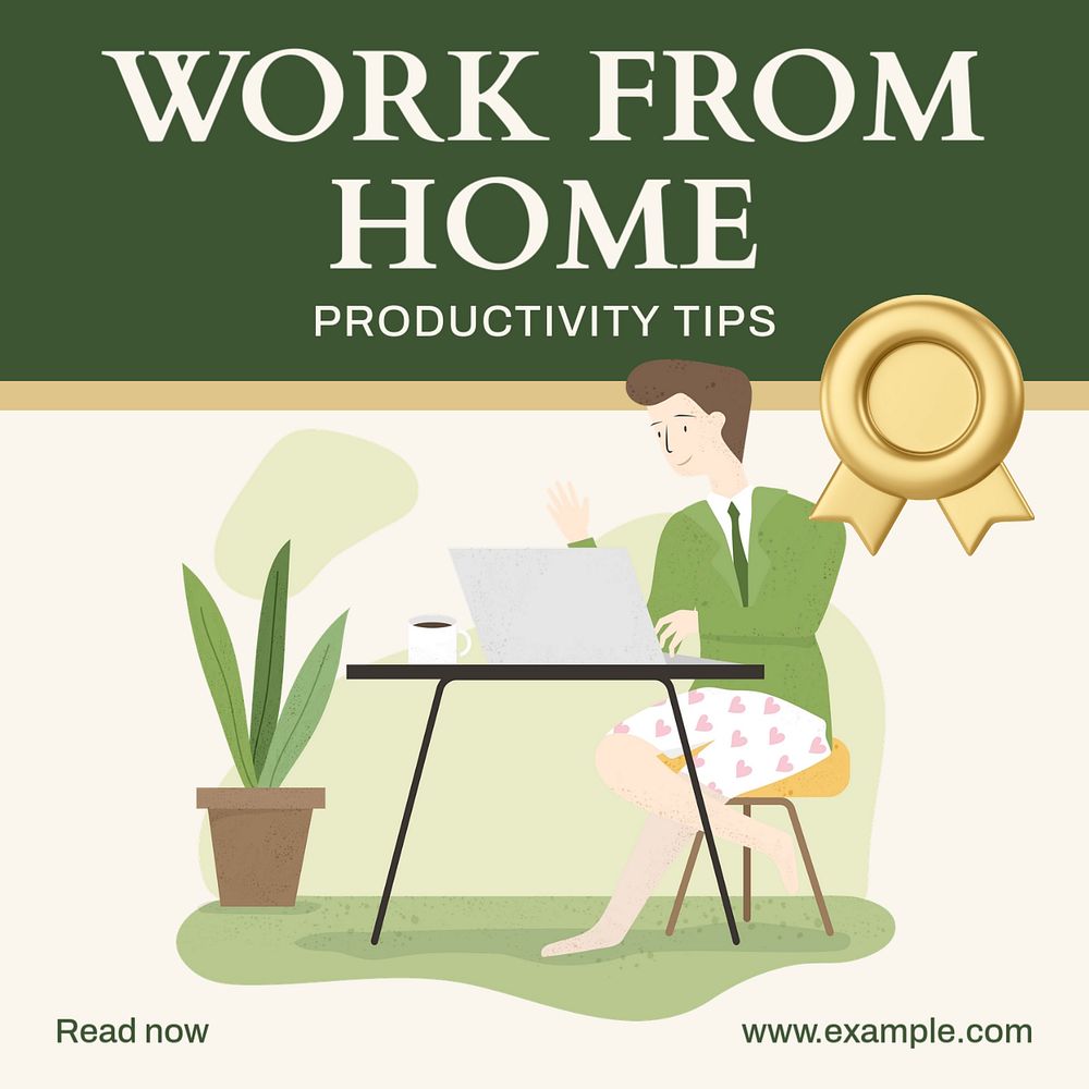 Work from home Instagram post template, editable text