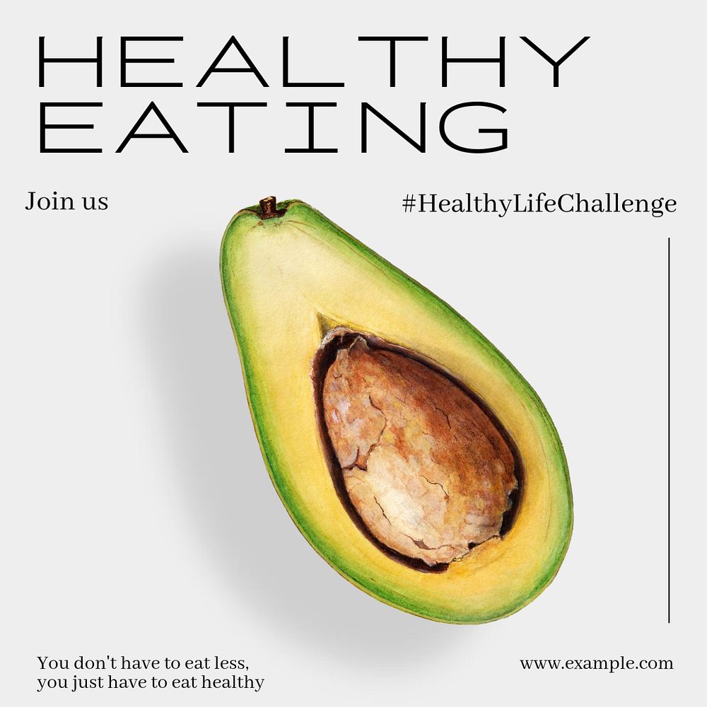 Healthy eating Instagram post template, editable text