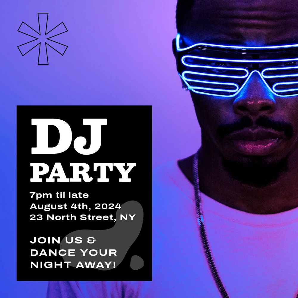 DJ party Instagram post template, editable text