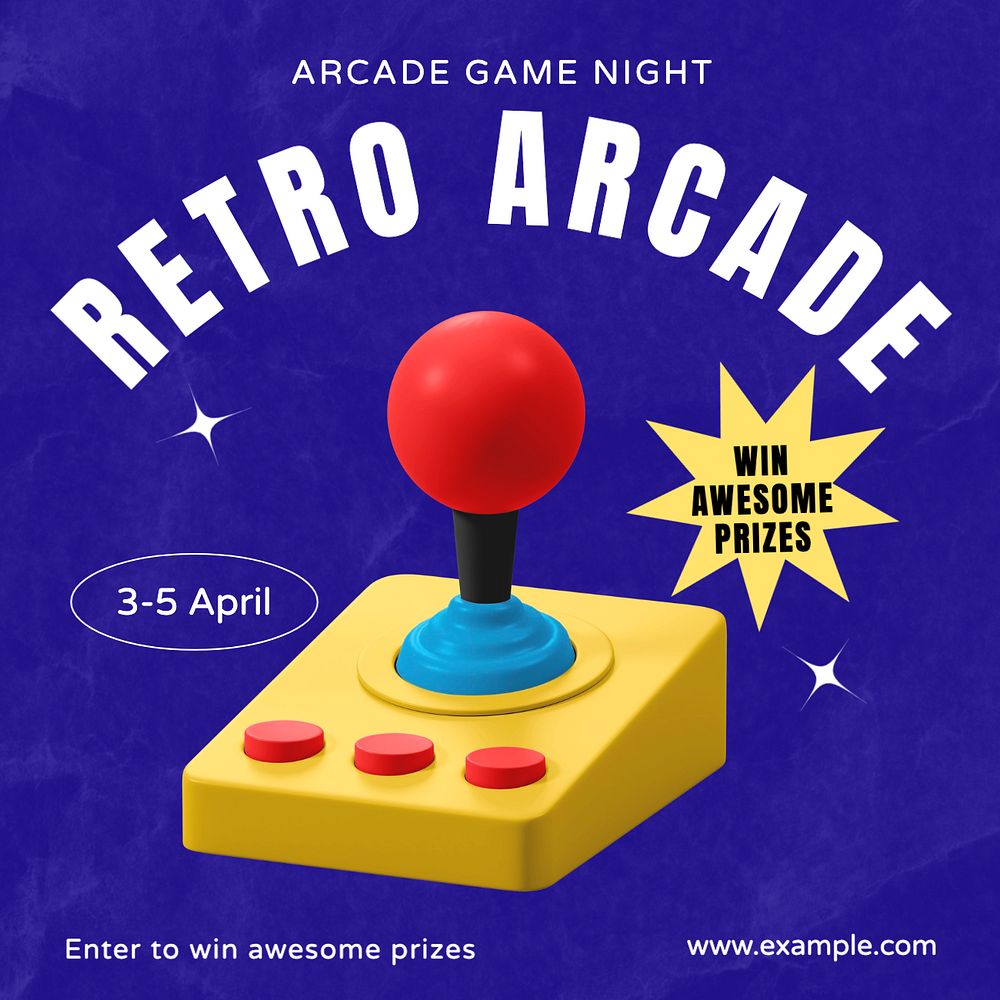 Retro Arcade Instagram post template, editable text