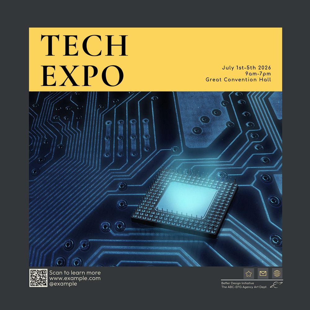 Tech expo Instagram post template, editable text