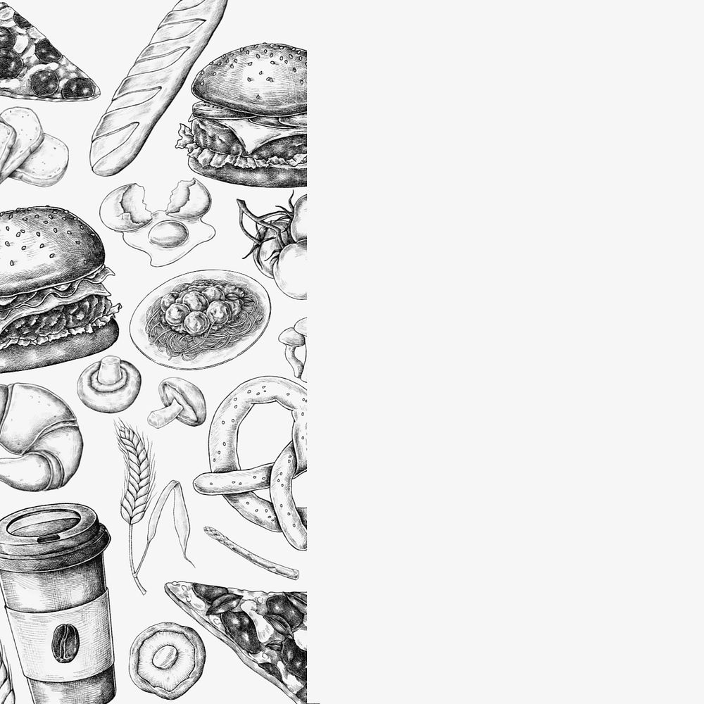 White space with food illustration, editable design