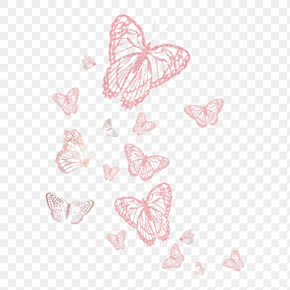 Editable pink butterfly png element, transparent background