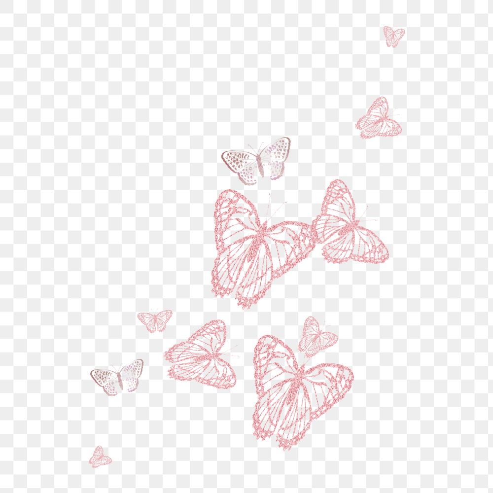 Editable pink butterfly png element, transparent background