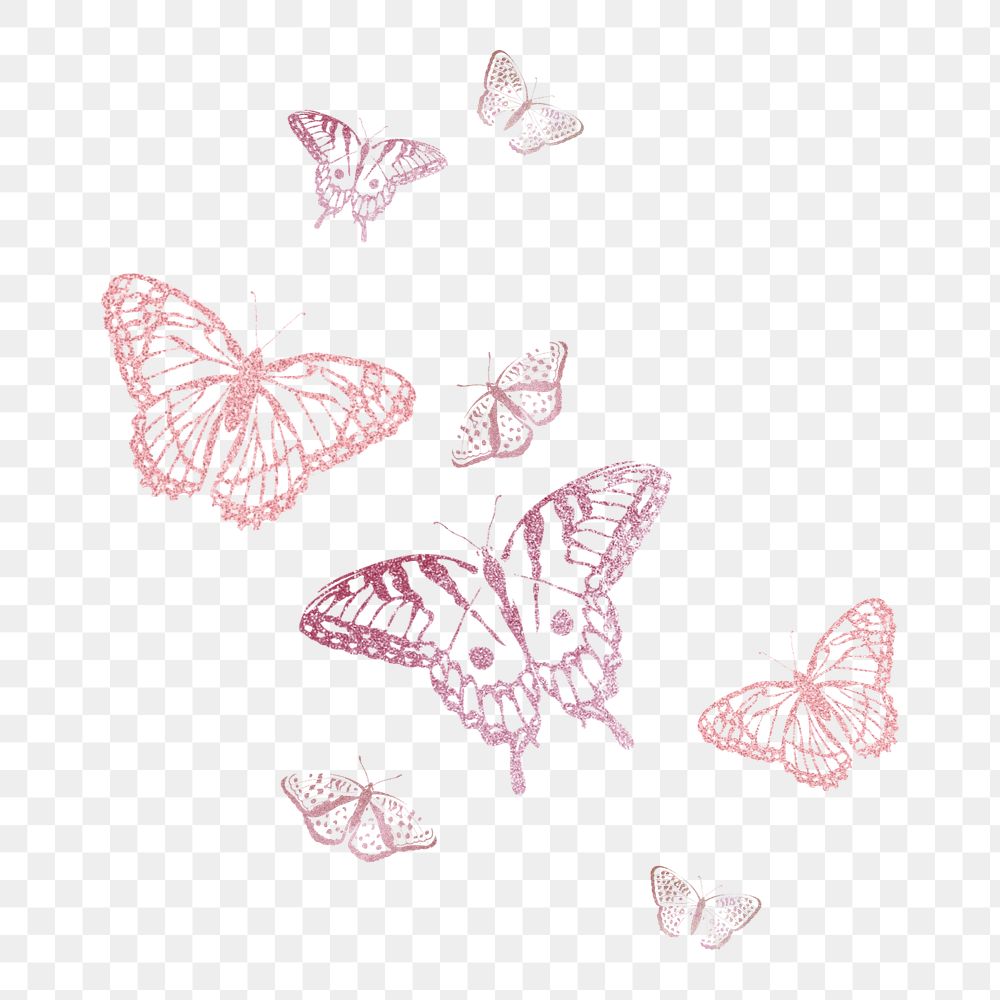 Editable pink butterfly png element, transparent background