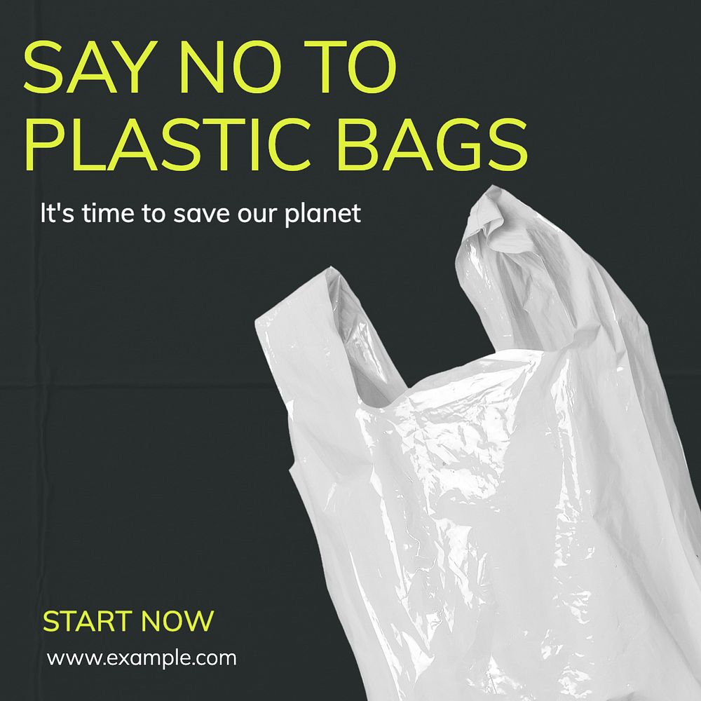 Plastic bags Instagram post template, editable text