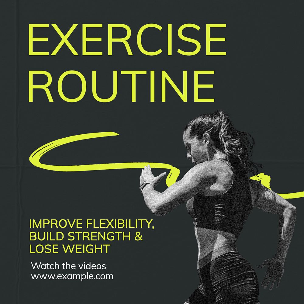 Exercise routine Instagram post template, editable text