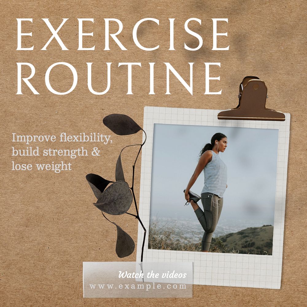 Exercise routine Instagram post template, editable text