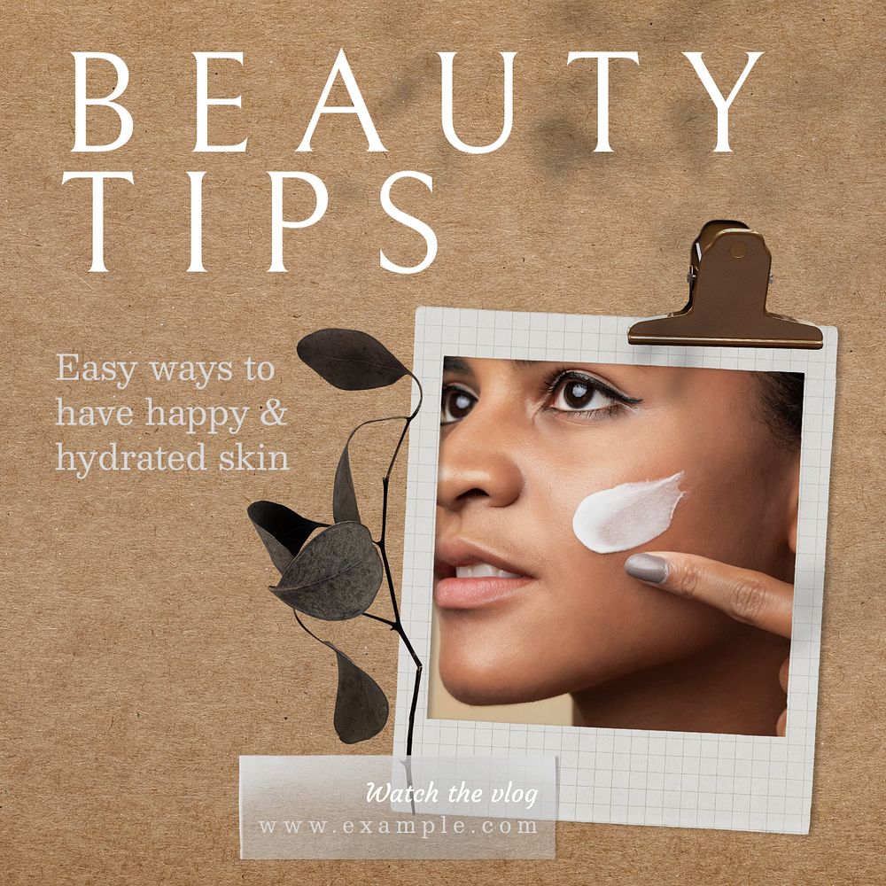 Beauty tips Instagram post template, editable text