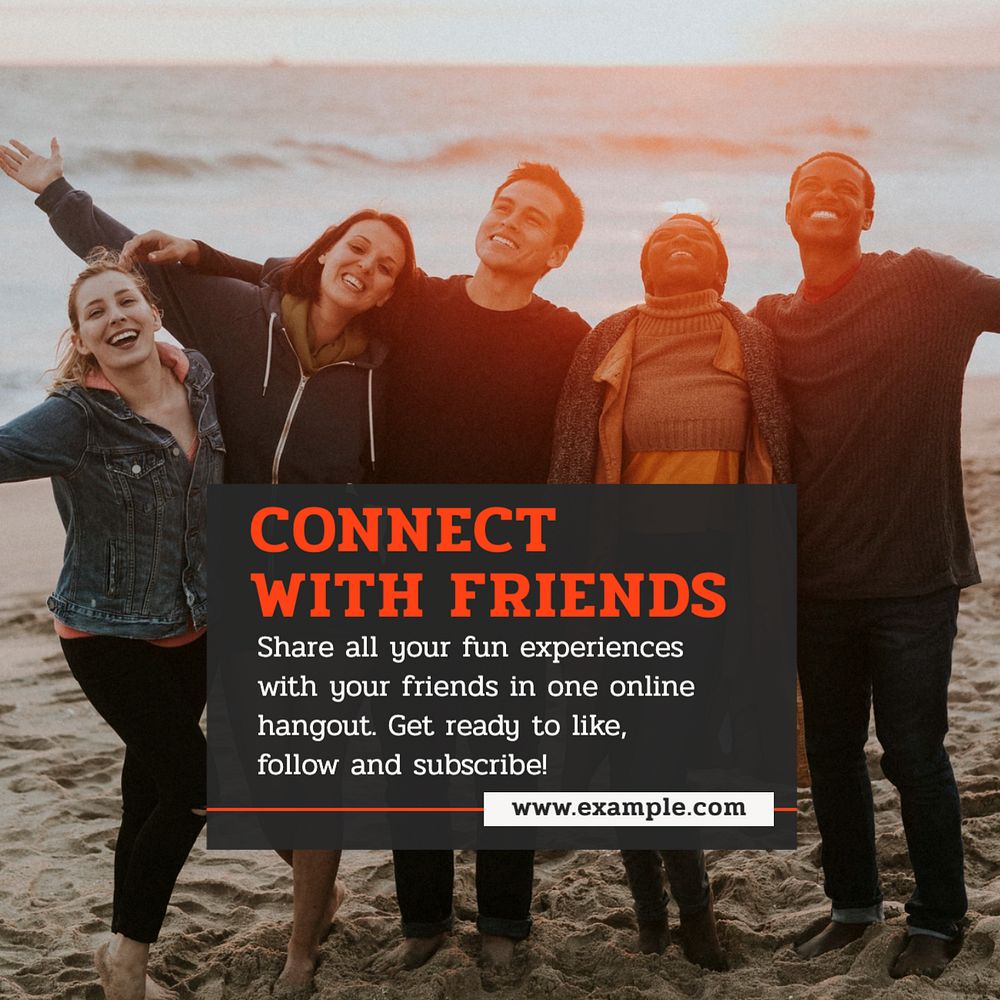 Connect with friends Instagram post template, editable text