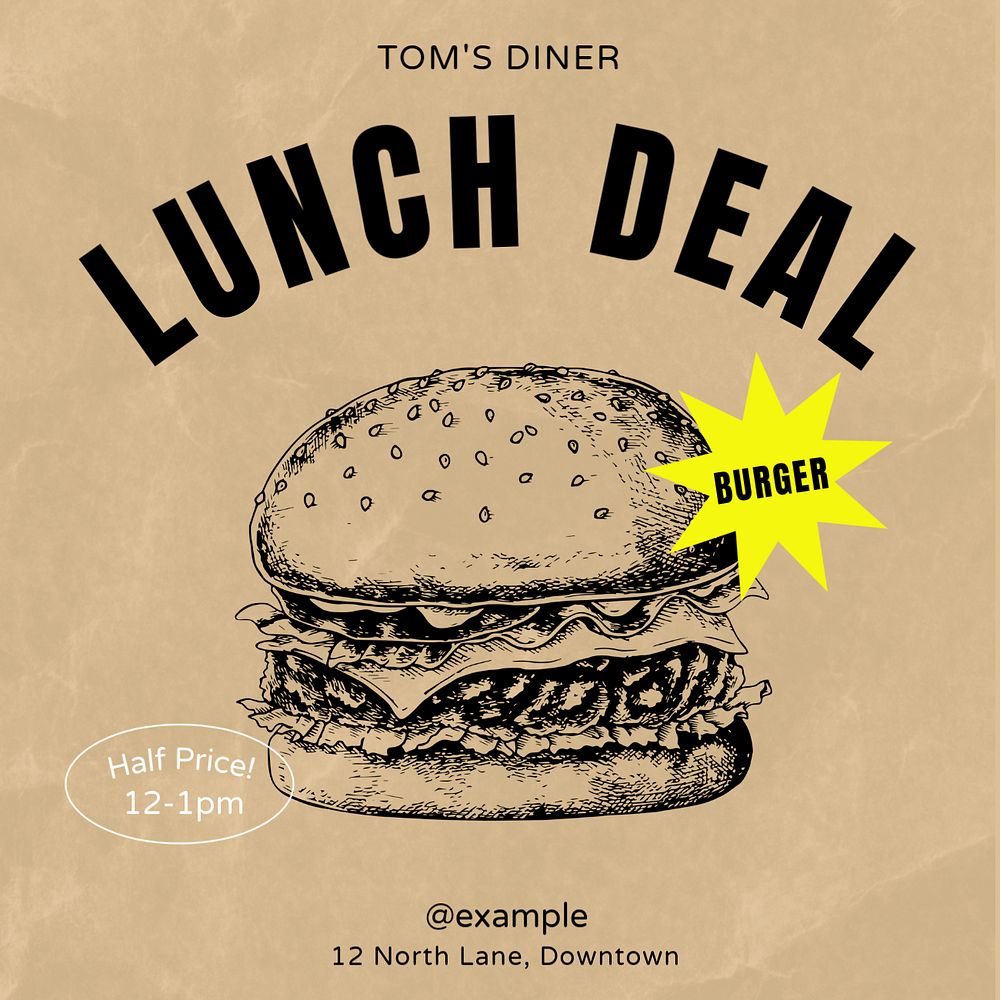 Lunch deal Facebook post template, editable design