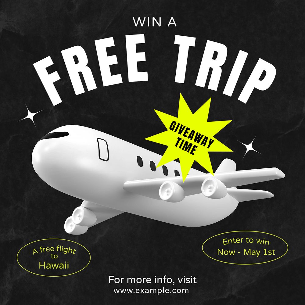 Free trip, giveaway post template, editable social media design