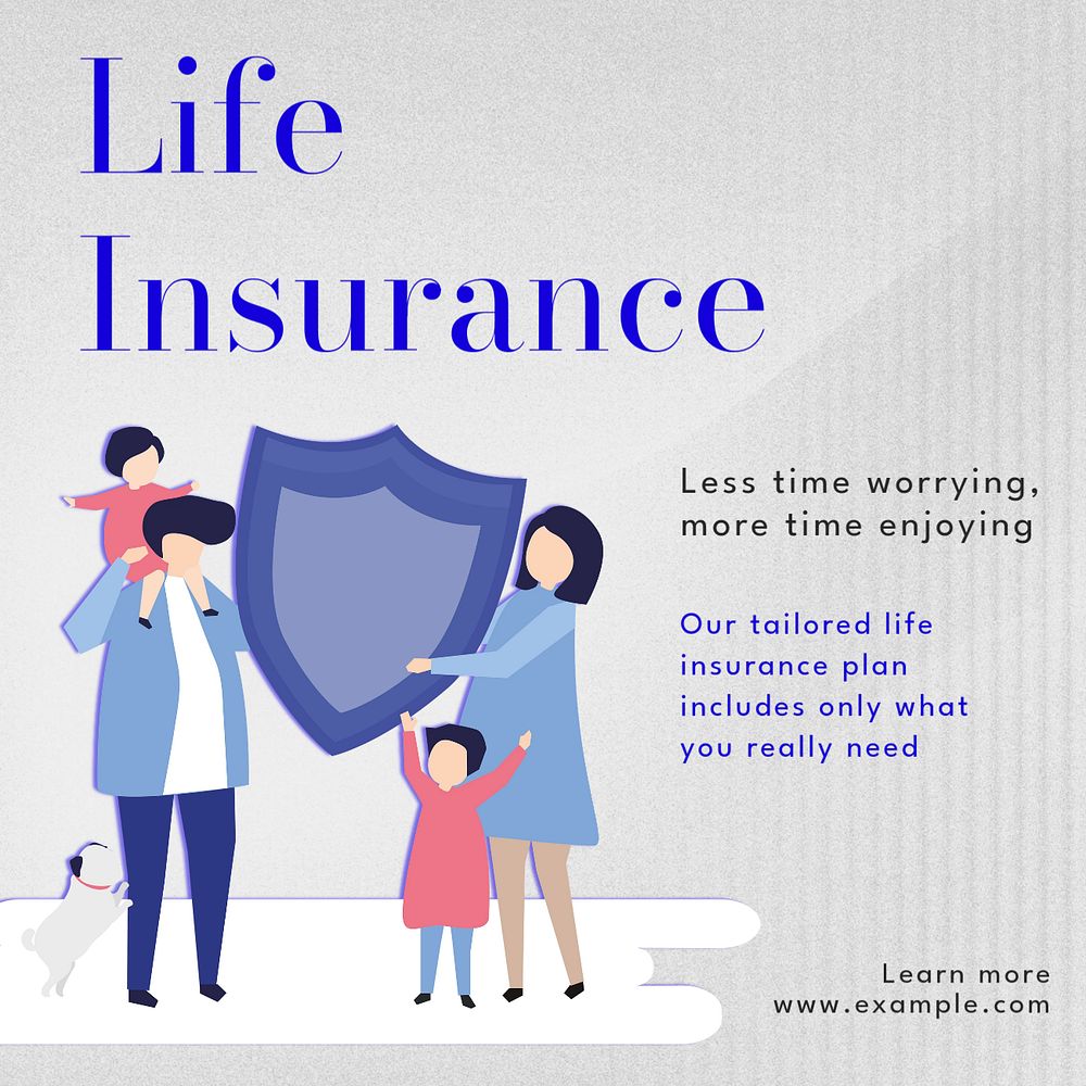 Life insurance Facebook post template, editable design