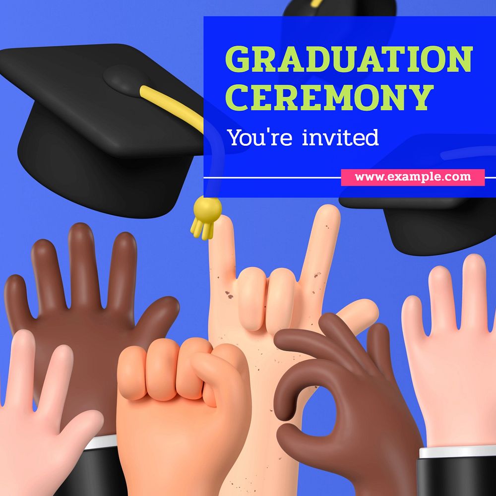 Graduation ceremony Instagram post template, editable text