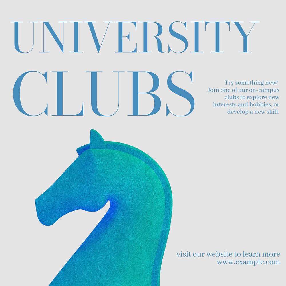 University clubs Facebook post template, editable design