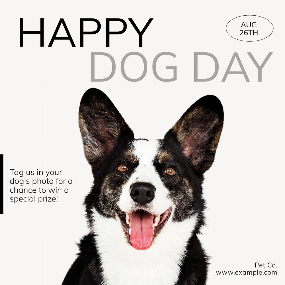 Happy dog day post template, editable social media design