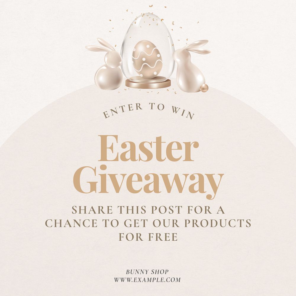 Easter giveaway Instagram post template, editable text