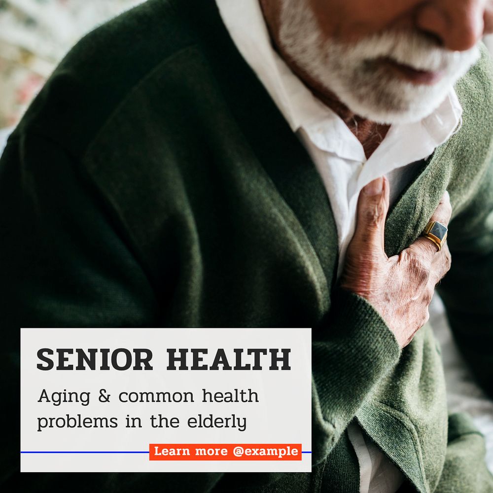 Senior health Instagram post template, editable text