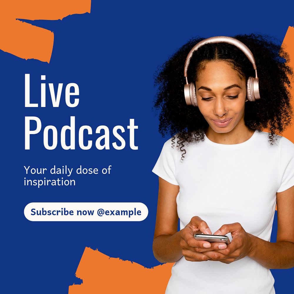 Live podcast Instagram post template, editable text