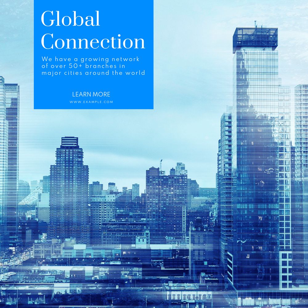 Global connection Instagram post template, editable text