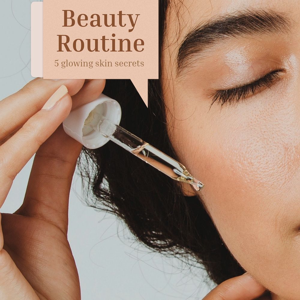 Beauty routine Instagram post template, editable text