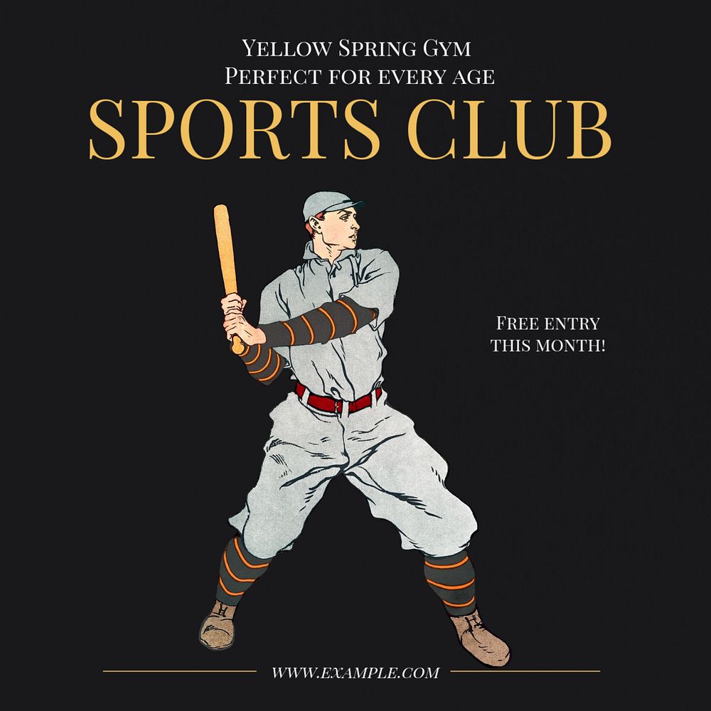 Sports club Instagram post template, editable text