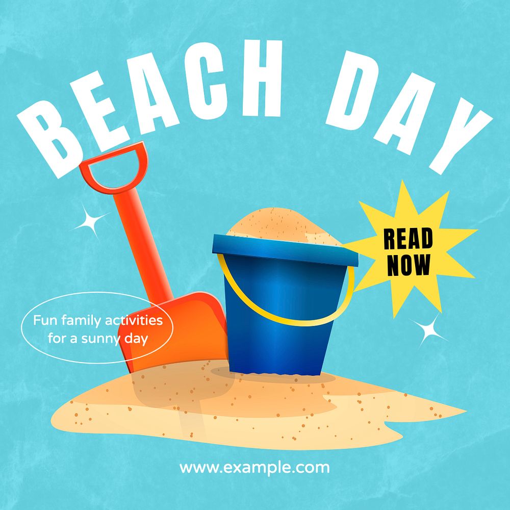 Beach day Instagram post template, editable text