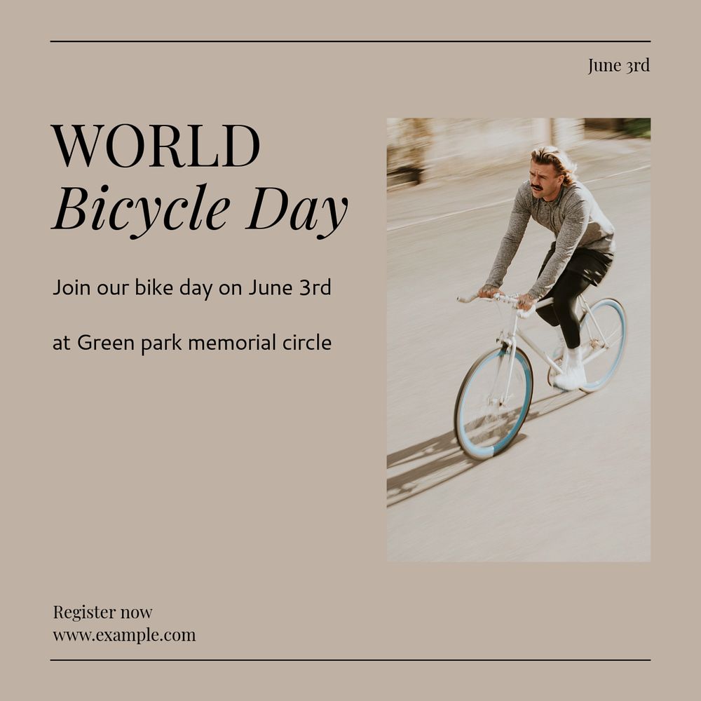 World bicycle day Instagram post template, editable text