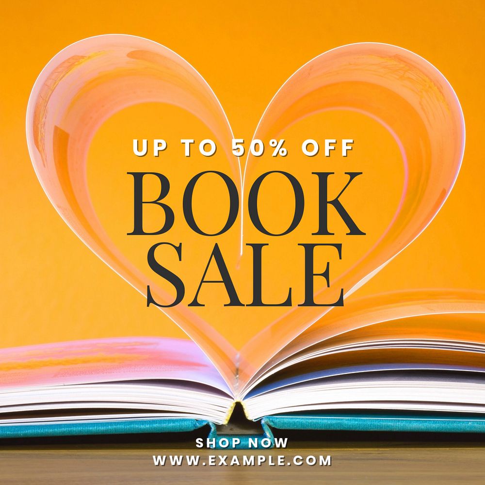 Book sale Instagram post template, editable text