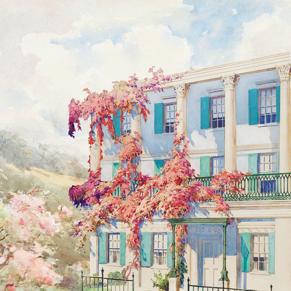 Watercolor building, editable remix design
