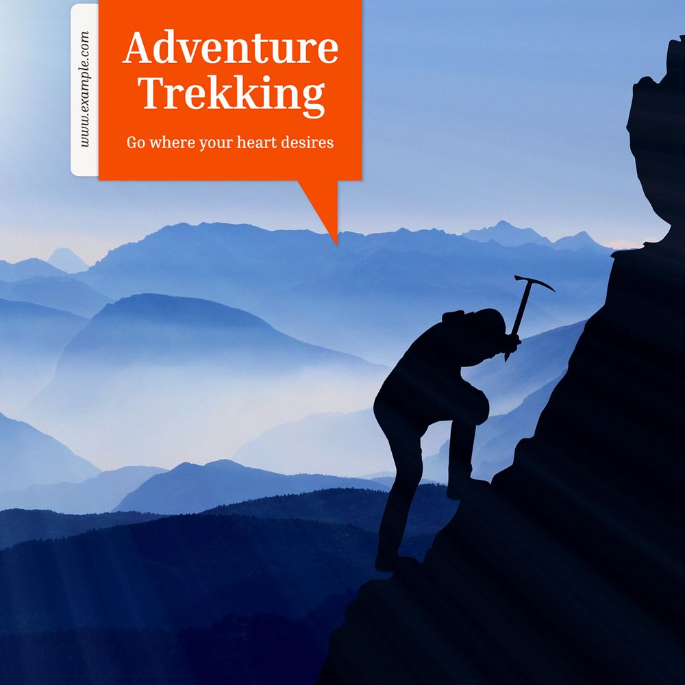 Adventure trekking Instagram post template, editable text