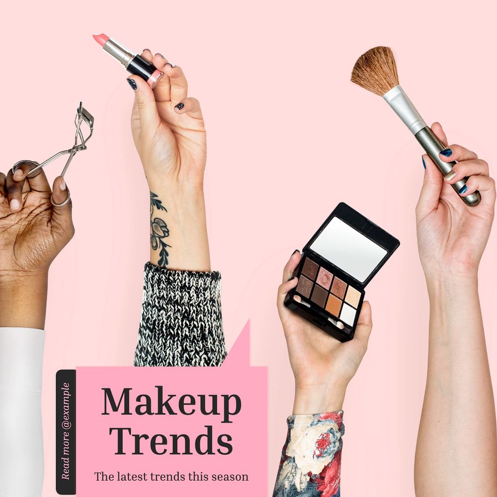 Makeup trends Instagram post template, editable text