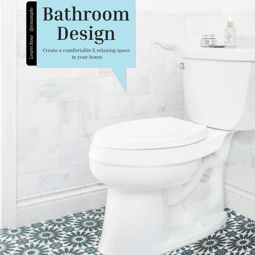 Bathroom design Instagram post template, editable text