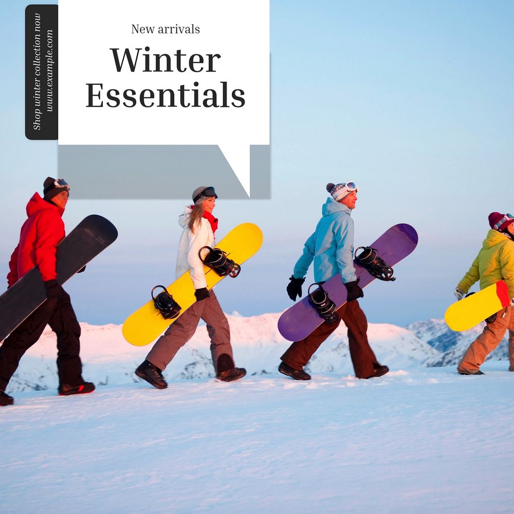 Winter essentials Instagram post template, editable text