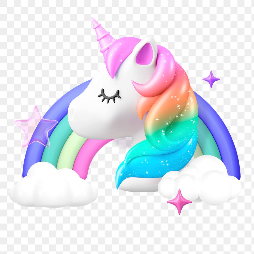 3D unicorn rainbow, element editable illustration