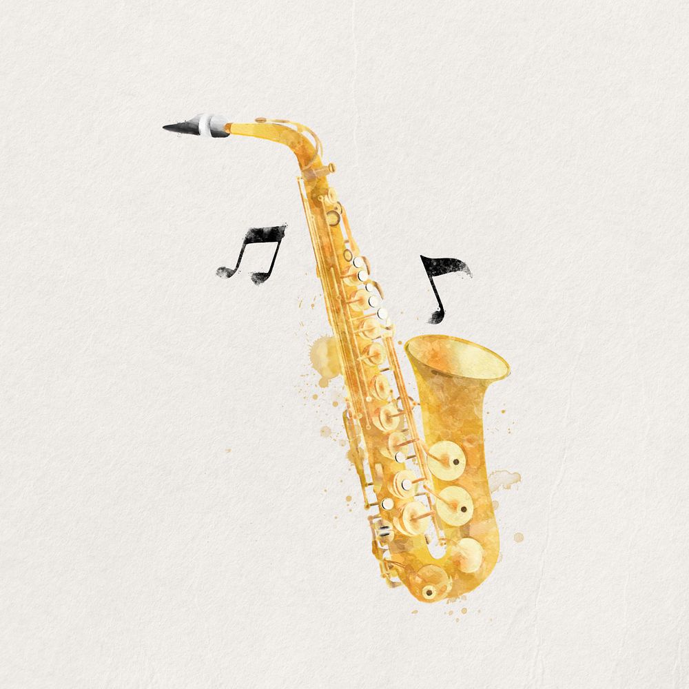 Saxophone watercolor, editable remix design