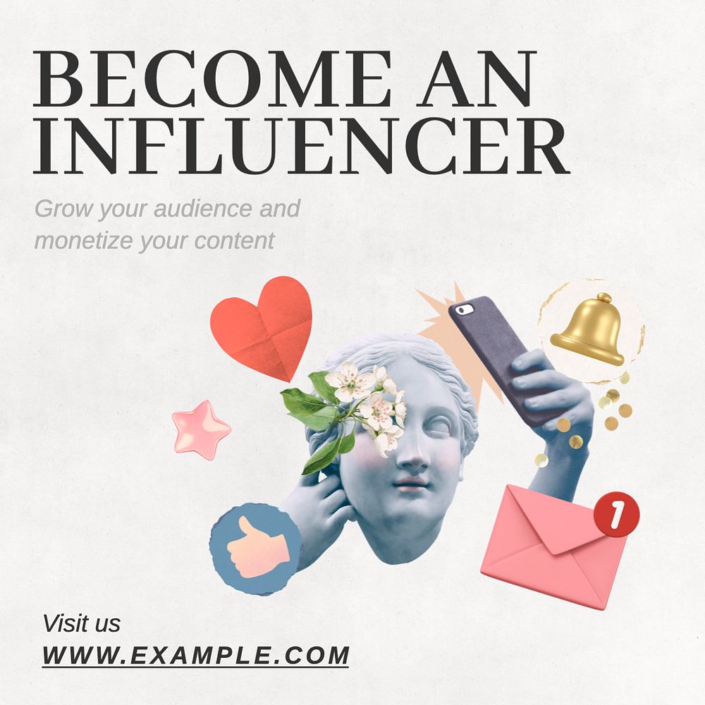 Influencer Instagram post template, editable text