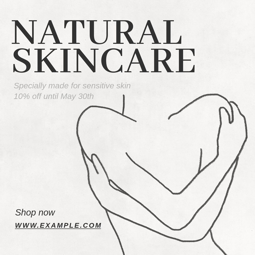 Natural skincare Instagram post template, editable text