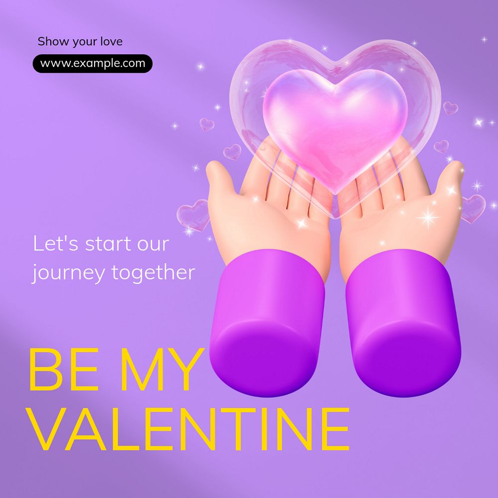 Valentine's day Instagram post template, editable text