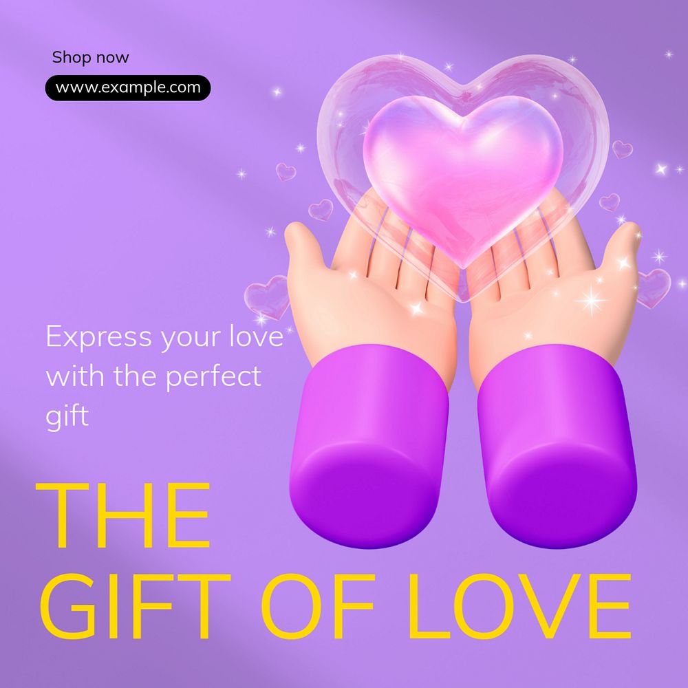 Love gifts Instagram post template, editable text