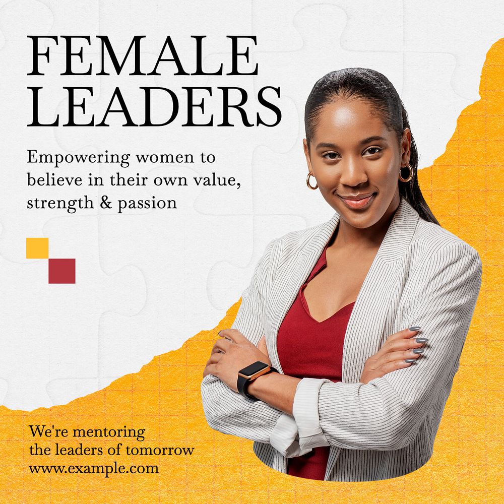 Female leaders Instagram post template, editable text