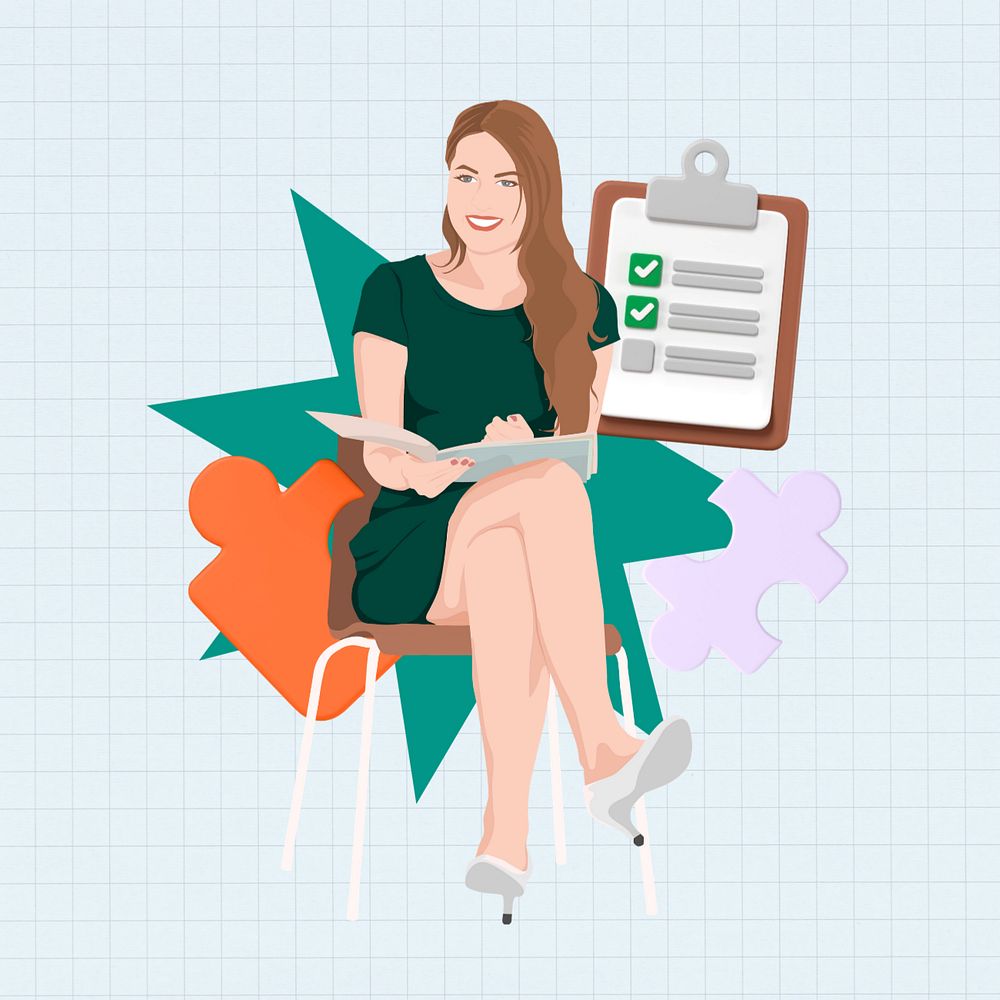 HR Businesswoman  collage element, vector illustration